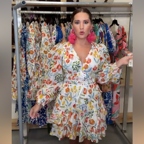 NWT- JESSIE ZHAO NEW YORK Flower Land Cotton Viscose Voile Mini Dress size 10 - Picture 7 of 10